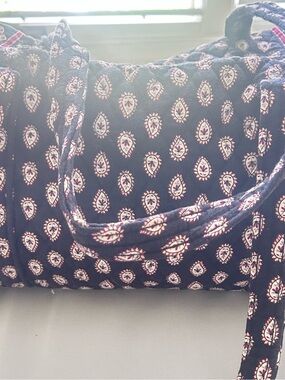 Vera Bradley Navy Tote with Pink and White Paisley Pattern